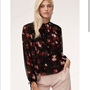 Wilfred Floral Long Sleeve Blouse with ties at sleeve cuffs